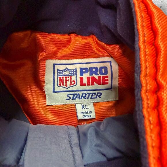 Vintage Denver Broncos Starter Jacket XL NFL Pro Line Blue Orange Full Zip READ - Picture 12 of 14
